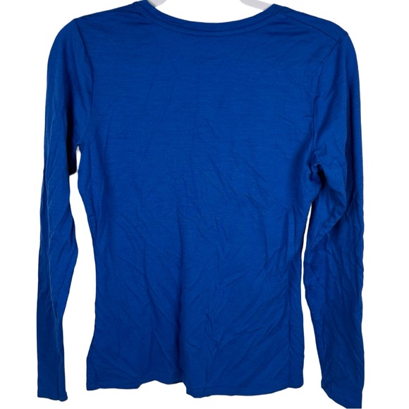 Seg’ments Soldi Blue 100% Merino Wool V-Neck Long Sleeve Top Women’s Size Medium - Picture 3 of 7